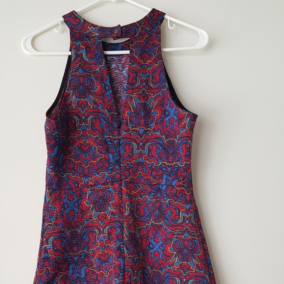 Red blue patterned racerback dress Lush size M - Picture 4 of 9